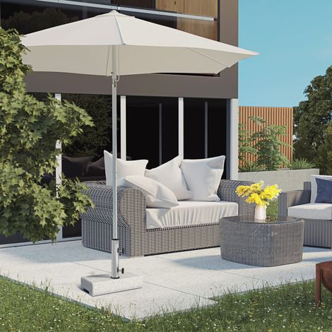 Support parasol 25kg pour parasol demi-rond avec barre Ø 32/38/48 mm,base parasol pour jardin,balcon,granit,gris 45 x 22,5 x 40 cm