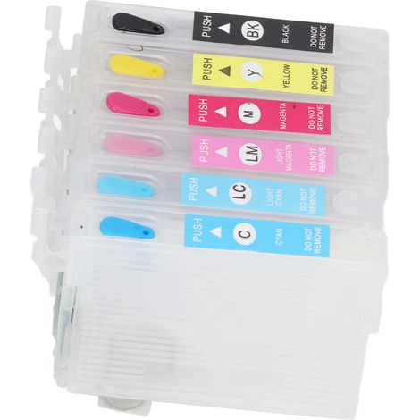 Cartouches d'encre rechargeables 6 couleurs avec puces permanentes T0801/T0802/T0803/T0804/T0805/T0806 (1/5)