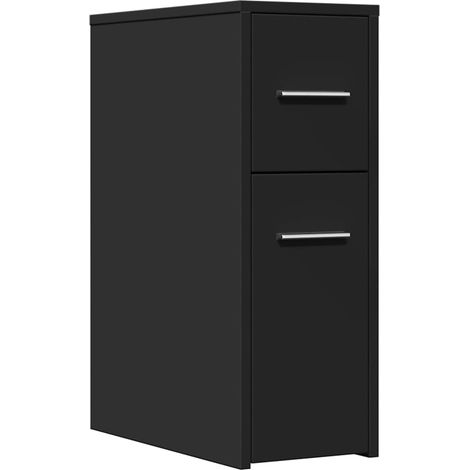Maison Exclusive - Armadietto da Bagno Stretto con Ruote Nero in Truciolato