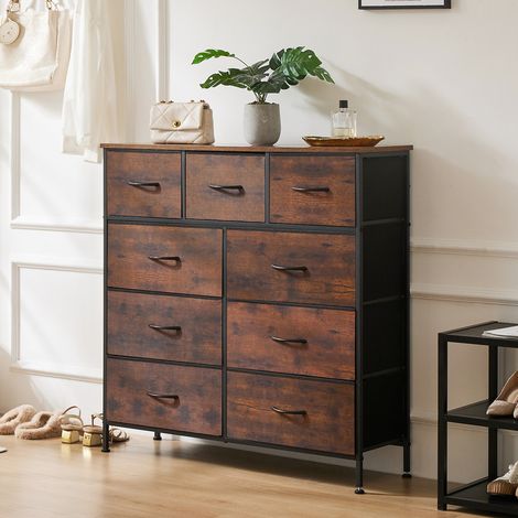Commode pour chambre à coucher – 9 tiroirs en tissu, grande armoire de rangement, organisateur de vêtements pour adultes et enfants (1/5)