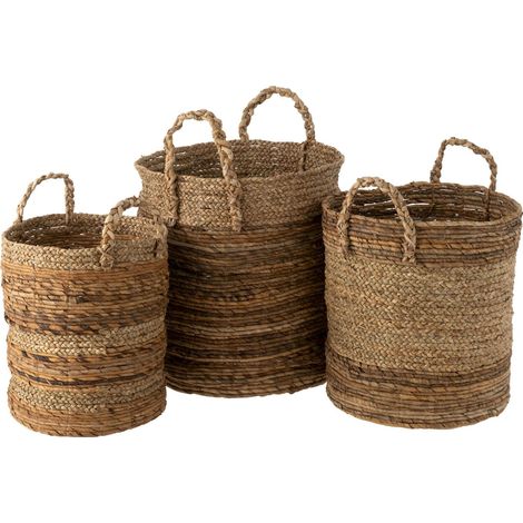 Panier en raphia naturel pour rangement élégant et authentique - Raphia naturel tressé beige marron (1/5)