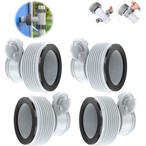 4 pièces - Adaptateur pour tuyau de piscine - Kit d'adaptateurs pour tuyau de piscine - Raccord de rechange de 1,25 pouce à 1,5 pouce - Adaptateur de tuyau INTEX type B - pour piscines hors-sol, pompe (1/5)