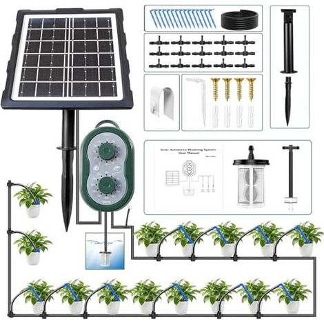 Solarbewässerungssystem für Pflanzgefäße, automatisches System mit USB-Ladefunktion, ausgestattet mit einem 15 m langen Schlauch und individuell anpassbaren Modi, geeignet für Gärten, Balkone und Gewä (1/5)