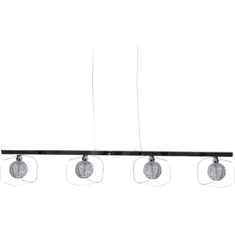 Design Decken Hänge Lampe ALU Kugel Glas Geflecht Wohn Zimmer Chrom Leuchte Brilliant G78372/15