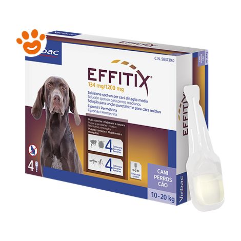 Virbac Dog EFFITIX Spot-On Cani di Taglia Media (10-20kg) - Virbac Dog EFFITIX Spot-On Cani di Taglia Media (10-20kg) - Confezione Da 4 Pipette