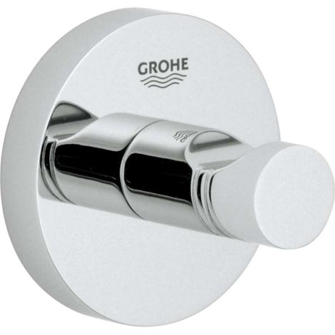 Grohe – Patère murale en métal chromé pour salle de bain – Fixations cachées – Tenue à l'arrachement 5 kg – Diamètre 54 mm – 40364001