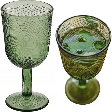 COPA DE VINO CON PATR脫N DE RODAJAS DE MADERA, DISE脩O 脕RBOL VERDE (1/5)