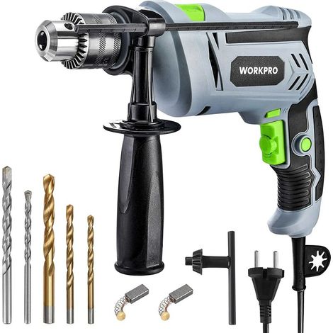 Marteau Perceuse Electrique 850W, avec Poignée Rotative à 360°, Perforateur à Percussion 3000 tr/min, Forets à Béton et Hélicoïdaux, Idéal pour DIY et Professionnel (1/4)