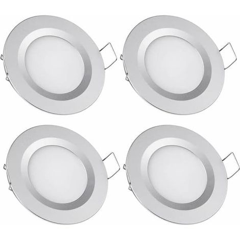 KLVGTIFS PU - Spot encastré LED 12V Trou 58-65mm 3W 6400K Plafonnier encastré pour camping-car, bateau, caravane, fourgon, yacht Blanc froid (Finition argentée) (1/5)