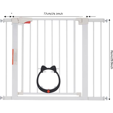 Puerta retráctil para mascotas, construcción duradera, ancho ajustable, color blanco. (1/2)
