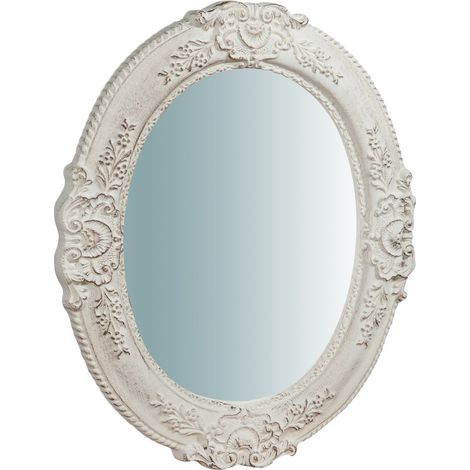 Biscottini Miroir Mural Vertical/Horizontal en Bois Finition Feuille Or Antique Ovale Fabriqué en Italie