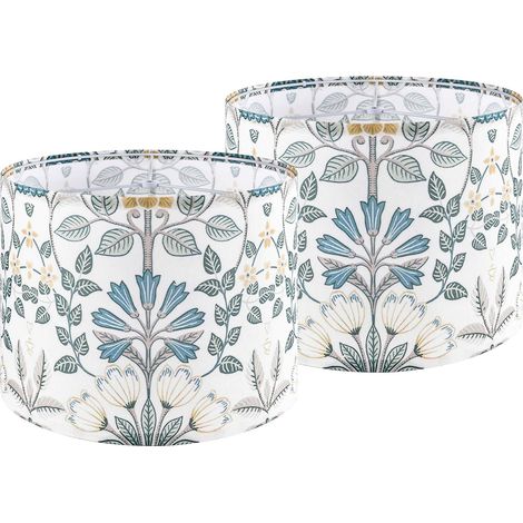 Lot de 2 abat-jour - abat-jour cylindrique en fibre de polyester imprimée pour lampes de table, lampadaires, lustres à monter soi-même, suspensions murales - 33,02 cm (haut) x 33,02 cm (bas) x 25,40 c (1/5)