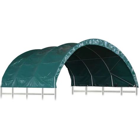 Tente pour bétail en PVC, 3,7 x 3,7 mètres, verte. (1/5)