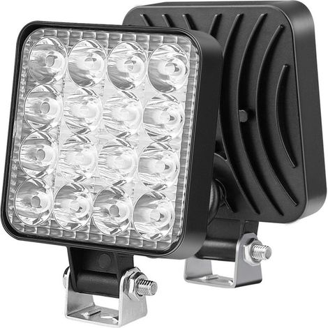 RHG 4 Pcs Carré phare de travail led, 3.3 pouces mini 48W 12V  lampe, projecteurs lumière feux pour offroad Voiture camions SUV 4x4 tracteur, feu antibrouillard