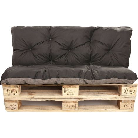 Coussins palettes 120x60 Assise et Dossier 120x50cm,coussin palette exterieur, coussins de palette Noir, coussins de canapé de jardin