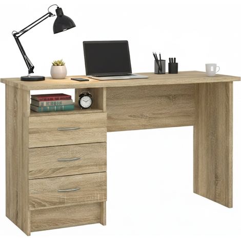 Dmora Scrivania lineare con tre cassetti, colore rovere, Misure 120 x 72 x 48 cm, con imballo rinforzato