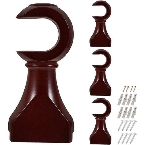 Supports muraux pour tringle à rideaux en bois, lot de 4, pour usage domestique (1/5)