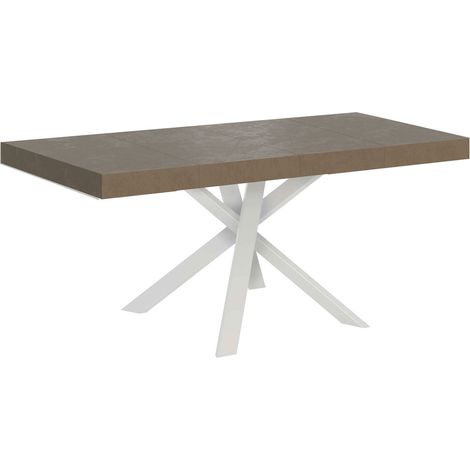 Table Extensible Clerk Premium 90/194X90 Cm Gris Tourterelle Avec Pieds Blancs (1/5)