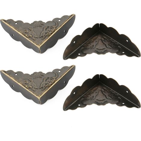 Lot de 12 protections d'angle décoratives en fer bronze vintage pour bordures de boîtes en bois (1/5)