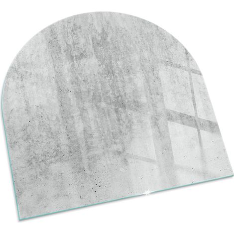 Plaque Carrée de sol sous poêle à bois en verre trempé protection thermique du plancher Texture béton brut 100x100 cm (1/5)