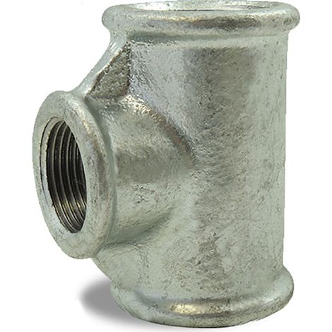 TE Réduit Galvanisé Femelle 90° en Fonte Malléable ØA : 1/2'' ØB : 3/4'' ØC : 1/2'' (1/2)