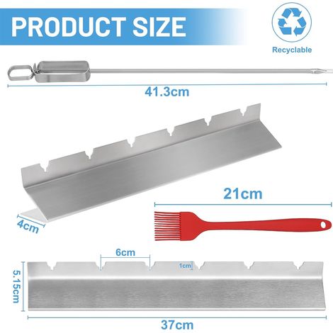 LALAGO 6pcs 41,3cm Brochettes pour Barbecue avec Support, Porte-Brochette en Acier Inoxydable, Brochettes à Viande avec Brosse et Sac pour les Barbecues au Charbon de Bois et Électriques