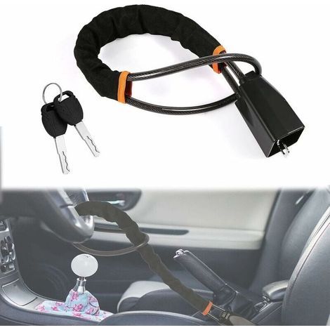 Serrure de Volant Antivo, Antivol de Volant avec 2 clés Antivol de Volant de Voiture pour la Sécurité de la Voiture Convient à la Plupart des Véhicules Camion SUV Van (Noir) (1/4)