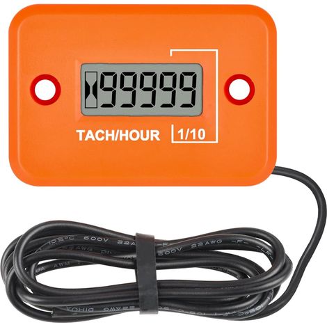 Compteur Horaire Tachymétrique,Conception et Affichage à 4 temps RPM en temps réel Heure Totale Accumulée,Conception étanche pour Générateur de VTT Moto(Orange-4) (1/5)