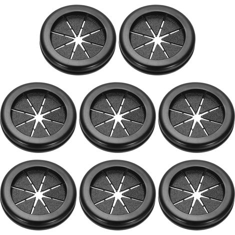 Pasacables de goma de 3,5 cm (1,4") para orificios perforados, 8 unidades. Organizador de cables de escritorio para mesa de trabajo en casa u oficina, color negro. (1/5)