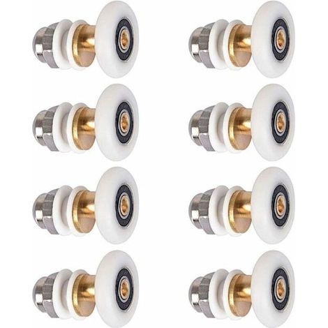 Roulette de porte de douche, roue de porte coulissante pour cabine de douche, roulettes de remplacement pour roulettes avec diamètre de roue 27 mm, 8 pièces (1/5)