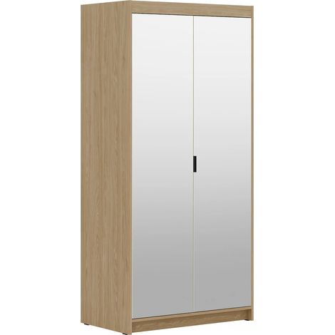 AX LIVING Schrank Spiegel Geölte Eiche Kleiderschrank Storicos 2T 89,7