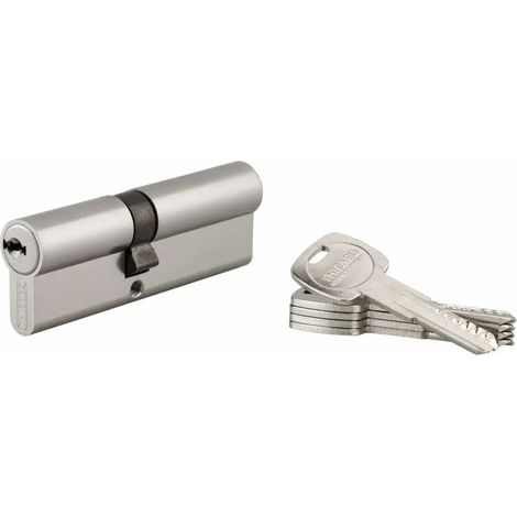 Cylindre de serrure Trafic 6 40x50 mm – 6 goupilles anti-crochetage – 5 clés réversibles en laiton nickelé – Fonction urgence (1/2)