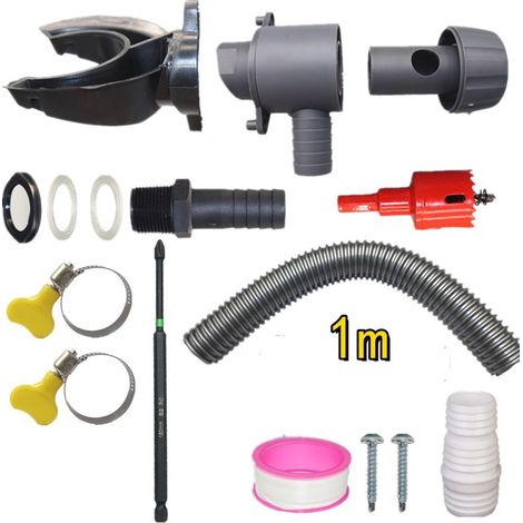 Collecteur d'eau de pluie universel Ø70-110mm avec robinet et tuyau 1m pour gouttière PVC toiture jusqu'à 80m² kit complet (1/5)
