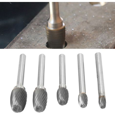 Jeu de limes rotatives en carbure à une seule rainure de type E, manche de 6 mm de diamètre, adapté au meulage de surface dans les applications aérospatiales, automobiles et marines. (1/5)