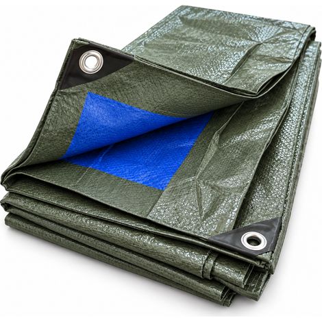 Telo Impermeabile Blu e Verde occhiellato antistrappo 90gr metro quadro 8x10 metri (1/5)