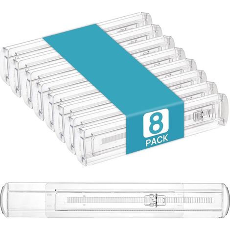 Lot de 8 séparateurs de tiroir peu profonds, 6 cm de haut, 32,76 à 54,35 cm, réglables et extensibles, séparateurs de tiroir de cuisine en plastique transparent pour couverts, ustensiles (1/4)