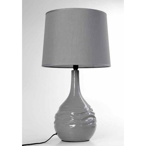 LAMPADA DA TAVOLO IN CERAMICA CON BASE ONDULATA 34X34X H72 CM GRIGIA (1/2)