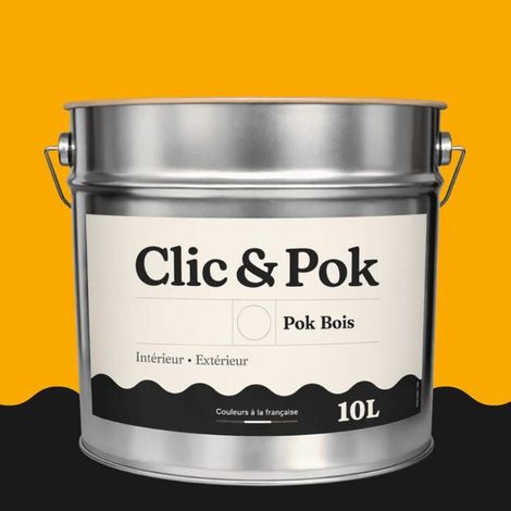 Peinture Bois Extérieur – POK BOIS - 10L - RAL 1003 - Jaune de sécurité- Résistante aux intempéries - Ne s'écaille pas