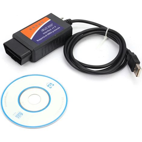 Adaptateur ELM327 USB V1.5 modifié pour Forscan ELMconfig, puce CH340+25K80, outil de diagnostic auto, interface OBD2, version améliorée (1/5)