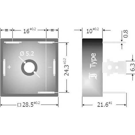 Diotec DB25-08 Pont redresseur D-63 800 V 25 A Triphasé (1/2)