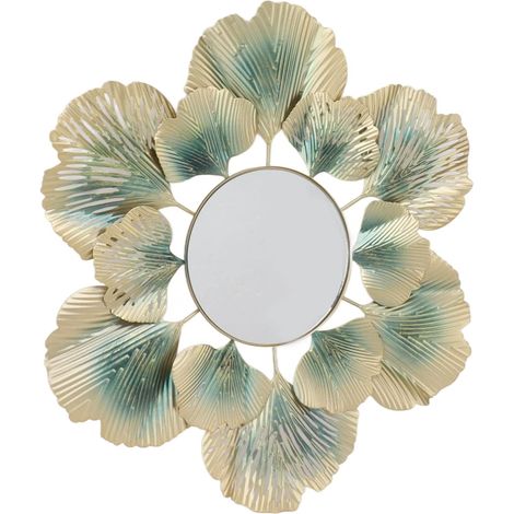 Ginkgo Leaf Shaped Wall Mirrors, Modern and Simple Decoration, Easy to Install, with Rustic Iron Frame, for Bedroom, Living Room, Study (1/5)