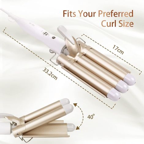 Lockenstab, 3-Kopf-Lockenstab für Wellen, Stylinggerät für 25-mm-Wellen, schnelles Aufheizen von 180–210 °C für perfekte Locken auf langem und dickem Haar.