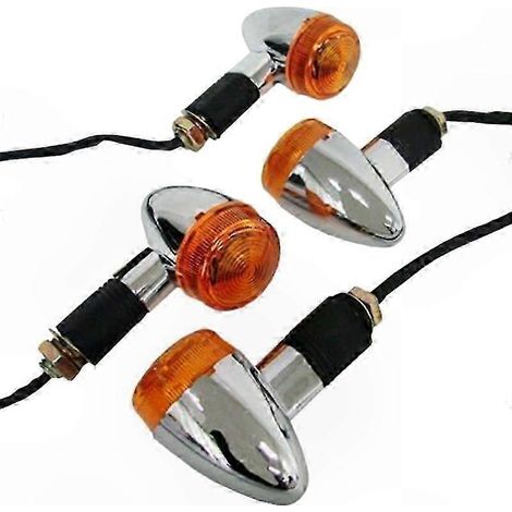 Clignotants Moto Avant et Arrière Chrome Lot de 4 Feux de Signalisation Motocyclette Indicateurs (1/5)