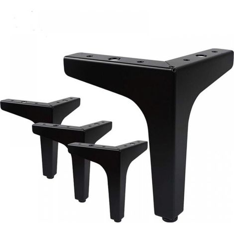 Lot de 4 pieds de meuble noirs 15 cm en fer, pieds triangulaires pour canapé, armoire et meubles (1/5)