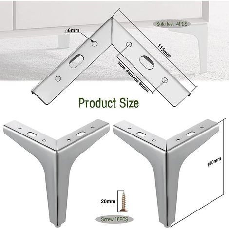 4 Pcs Pieds de Meubles en Métal 10cm Triangulaires pour Canapé, Table Basse, Meuble TV et Autres (1/4)
