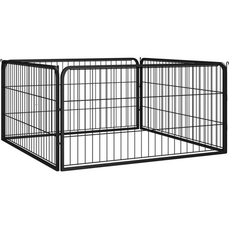 Dog Playpen 4 Panels Black 100x50 cm Powder-coated Steel vidaXL