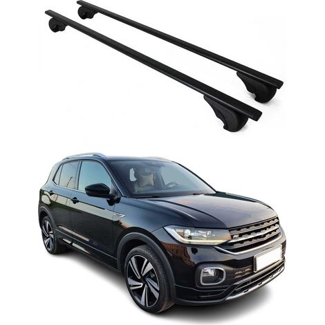 OMAC Barres de toit pour VW T-Cross 2019-2026 – TÜV / DIN 75302:2019 – Antivol inclus – Charge max 75 kg – 2 barres Noir (1/4)