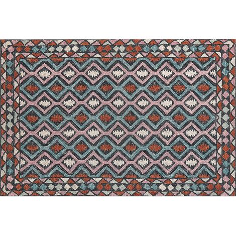 Alfombra de lana multicolor 140 x 200 cm patrón oriental hecho a mano Haymana