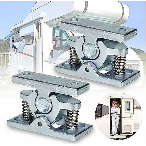 2 Pièces Bloc Porte Caravane, Alliage Zinc Arret de Porte, Caravane Camping Car Accessoires, Bloque Porte à Ressort pour Jardin, Mobilhome, Chambre, Salon, Garage (1/4)