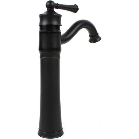 360° Retro Antik Waschbecken Wasserhahn Badarmatur Mischbatterie Einhandmischer Waschtischarmatur 0-90 ℃ (Schwarz)